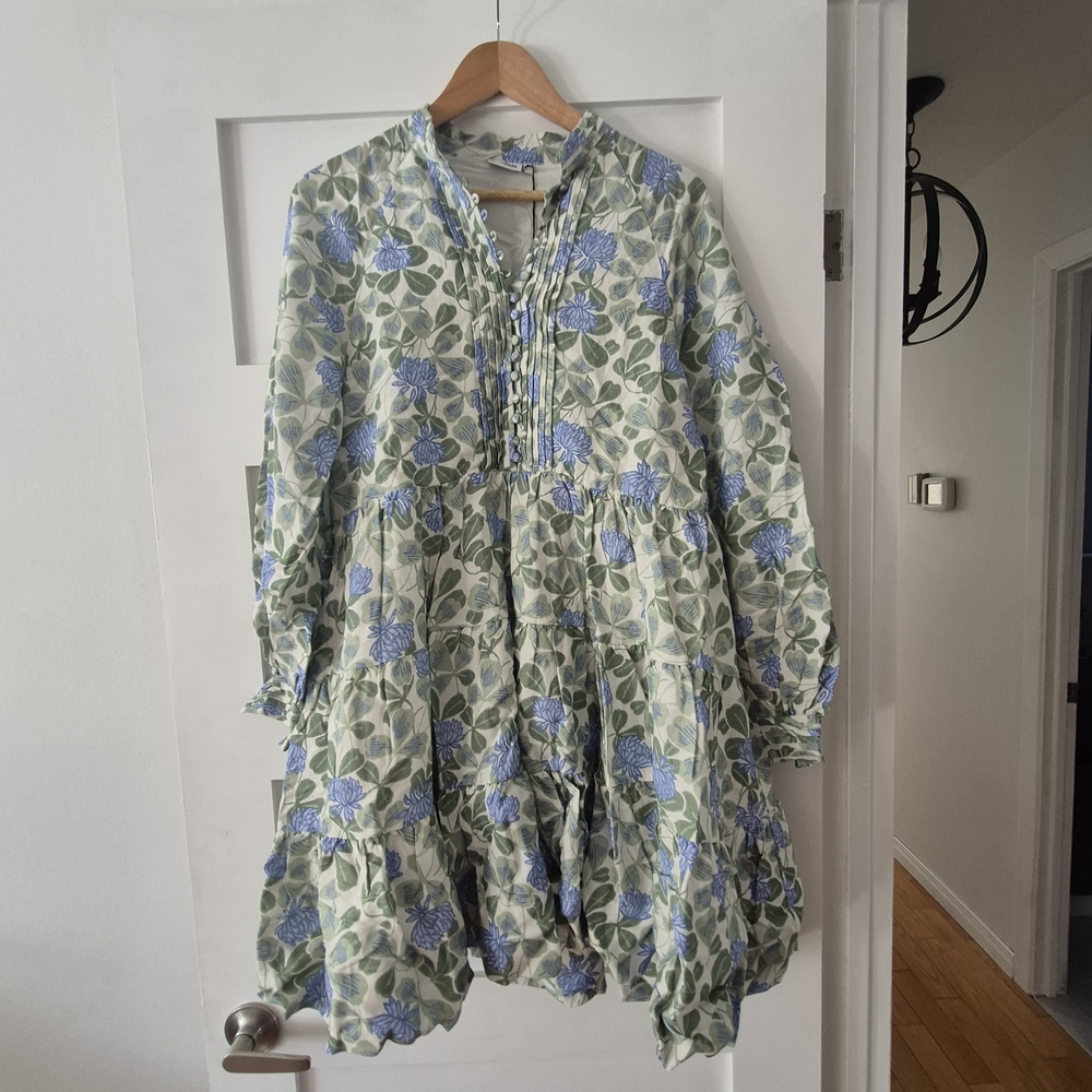 Hermoza Blue and Green Floral Dress
